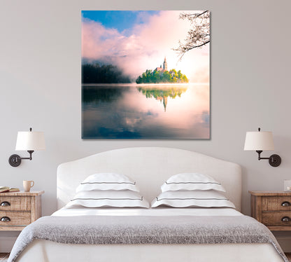 Bled Lake at Fog Slovenia Canvas Print-Canvas Print-CetArt-1 panel-12x12 inches-CetArt