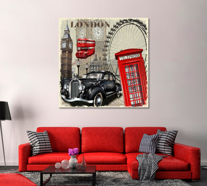 Retro London Canvas Print-Canvas Print-CetArt-1 panel-12x12 inches-CetArt