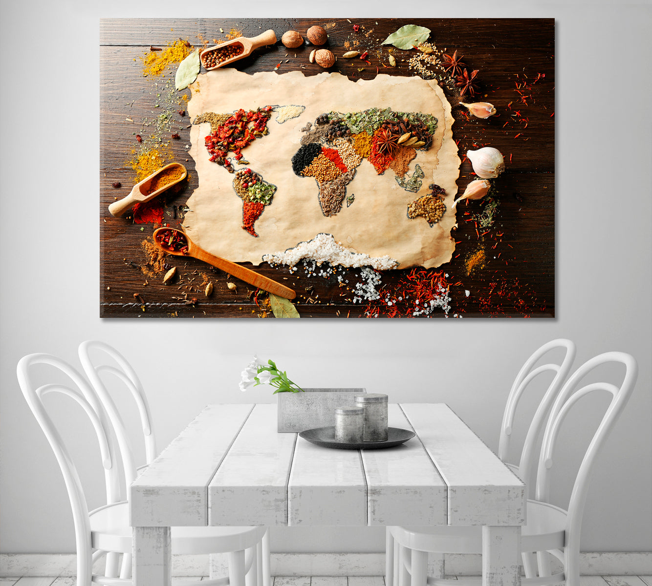 Map World Made from Different Kinds of Spices Canvas Print-Canvas Print-CetArt-1 Panel-24x16 inches-CetArt