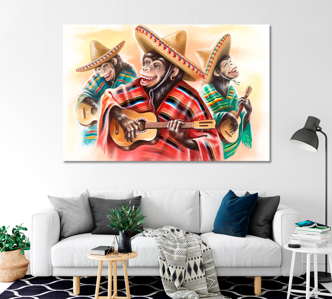 Funny Mexican Monkeys Canvas Print-CetArt-1 Panel-24x16 inches-CetArt