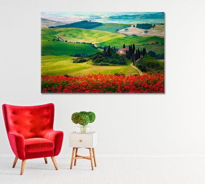 Tuscany with Flower Meadows Italy Canvas Print-Canvas Print-CetArt-1 Panel-24x16 inches-CetArt