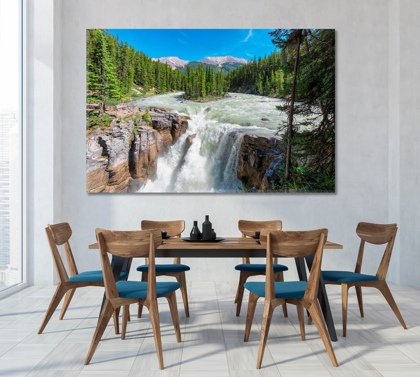 Waterfall in Jasper National Park Canada Canvas Print-Canvas Print-CetArt-1 Panel-24x16 inches-CetArt