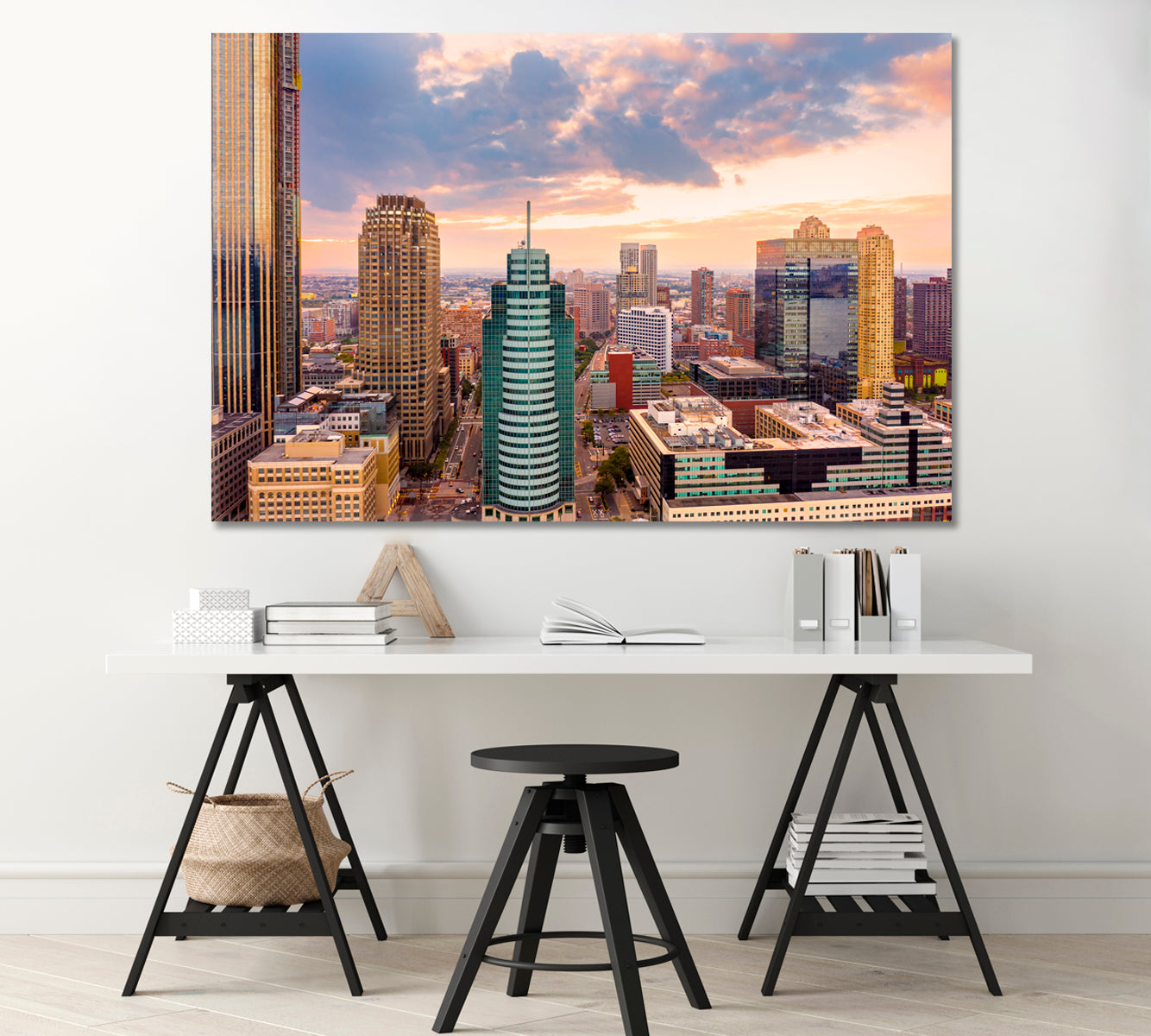 Jersey City High Rise at Sunset Canvas Print-Canvas Print-CetArt-1 Panel-24x16 inches-CetArt