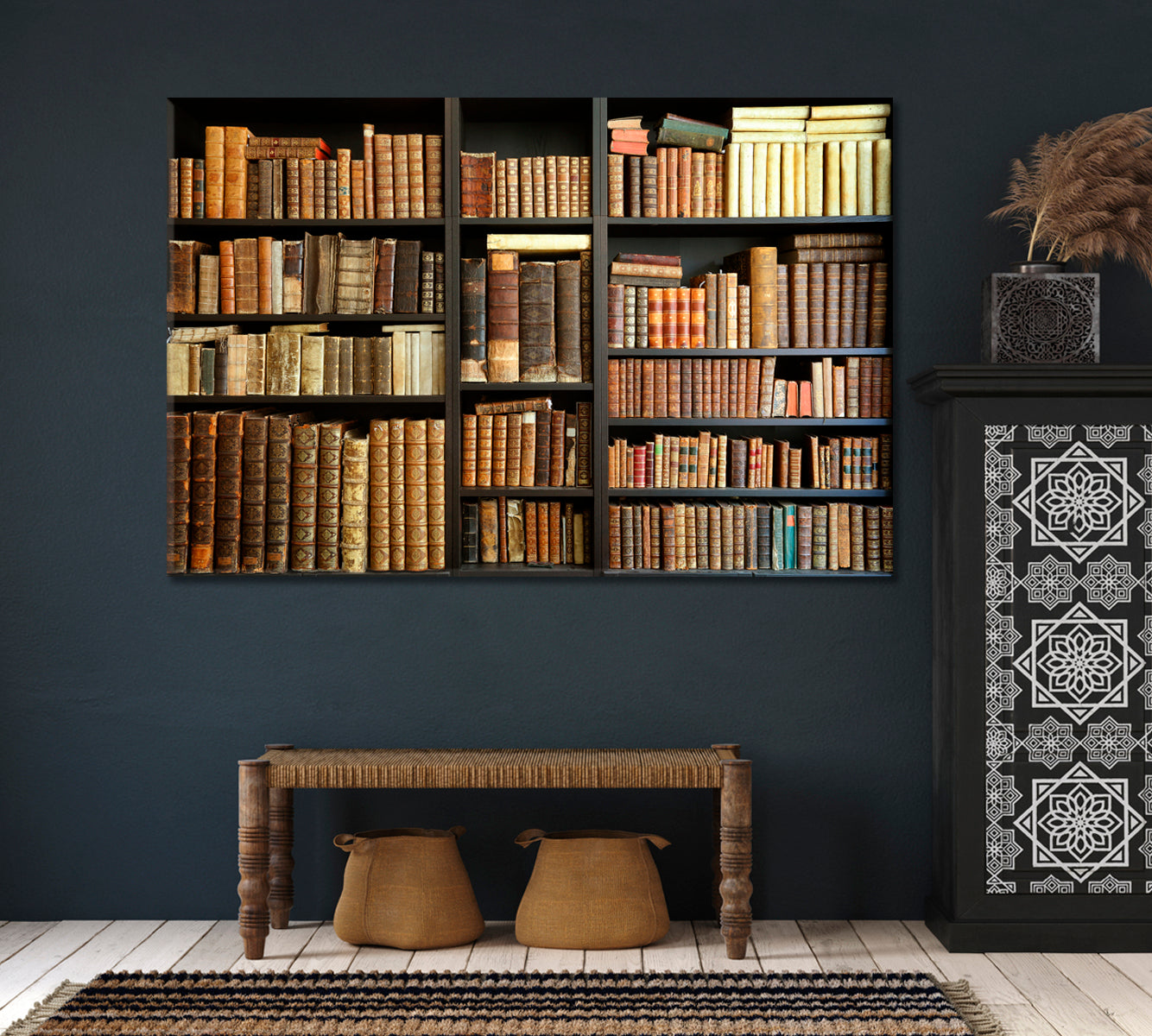 Old Books on Wooden Shelves Canvas Print-Canvas Print-CetArt-1 Panel-24x16 inches-CetArt