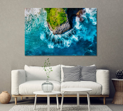 Summer Seascape Waves and Rocks Bali Island Indonesia Canvas Print-Canvas Print-CetArt-1 Panel-24x16 inches-CetArt