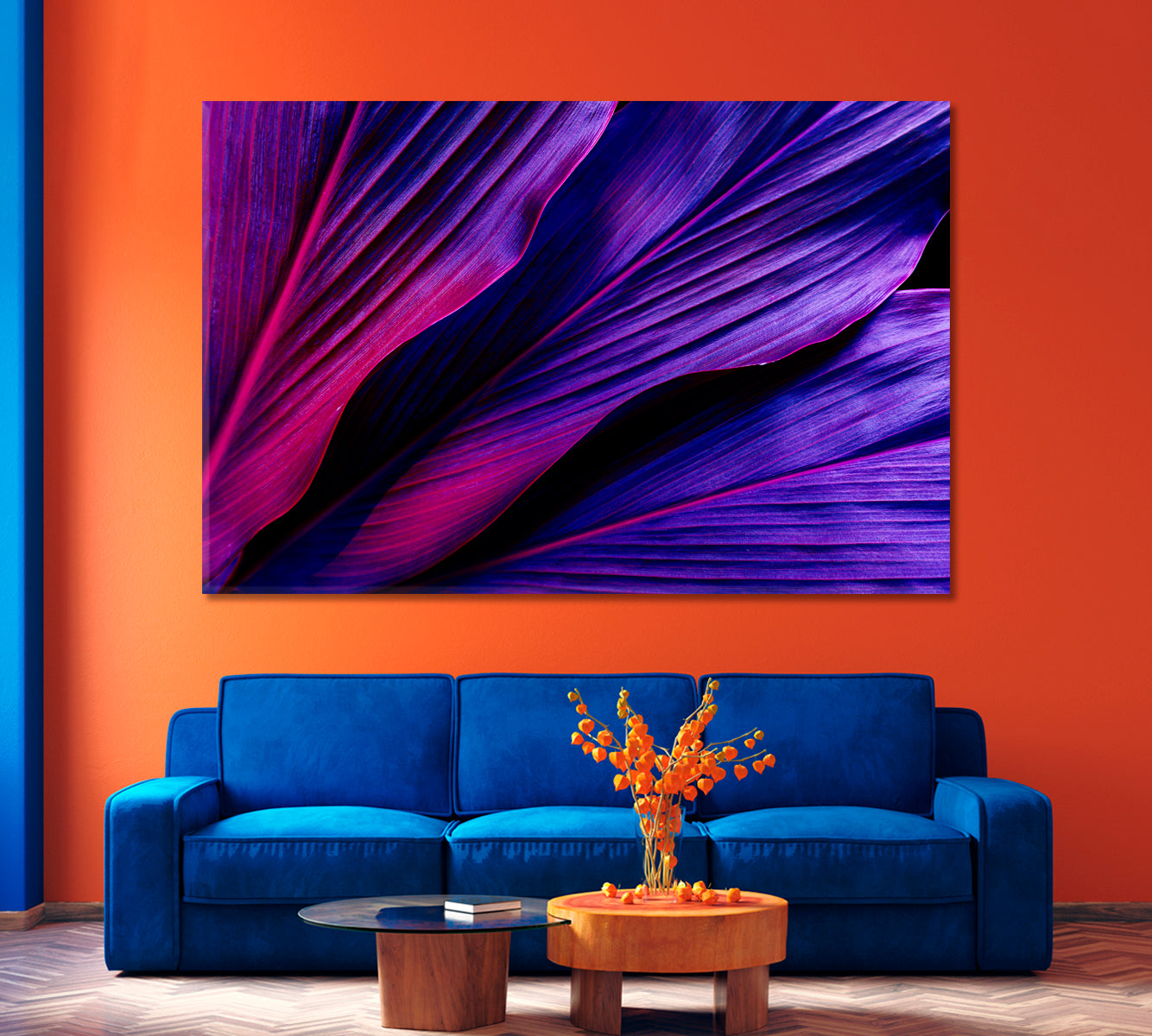 Purple Tropical Leaves Canvas Print-Canvas Print-CetArt-1 Panel-24x16 inches-CetArt