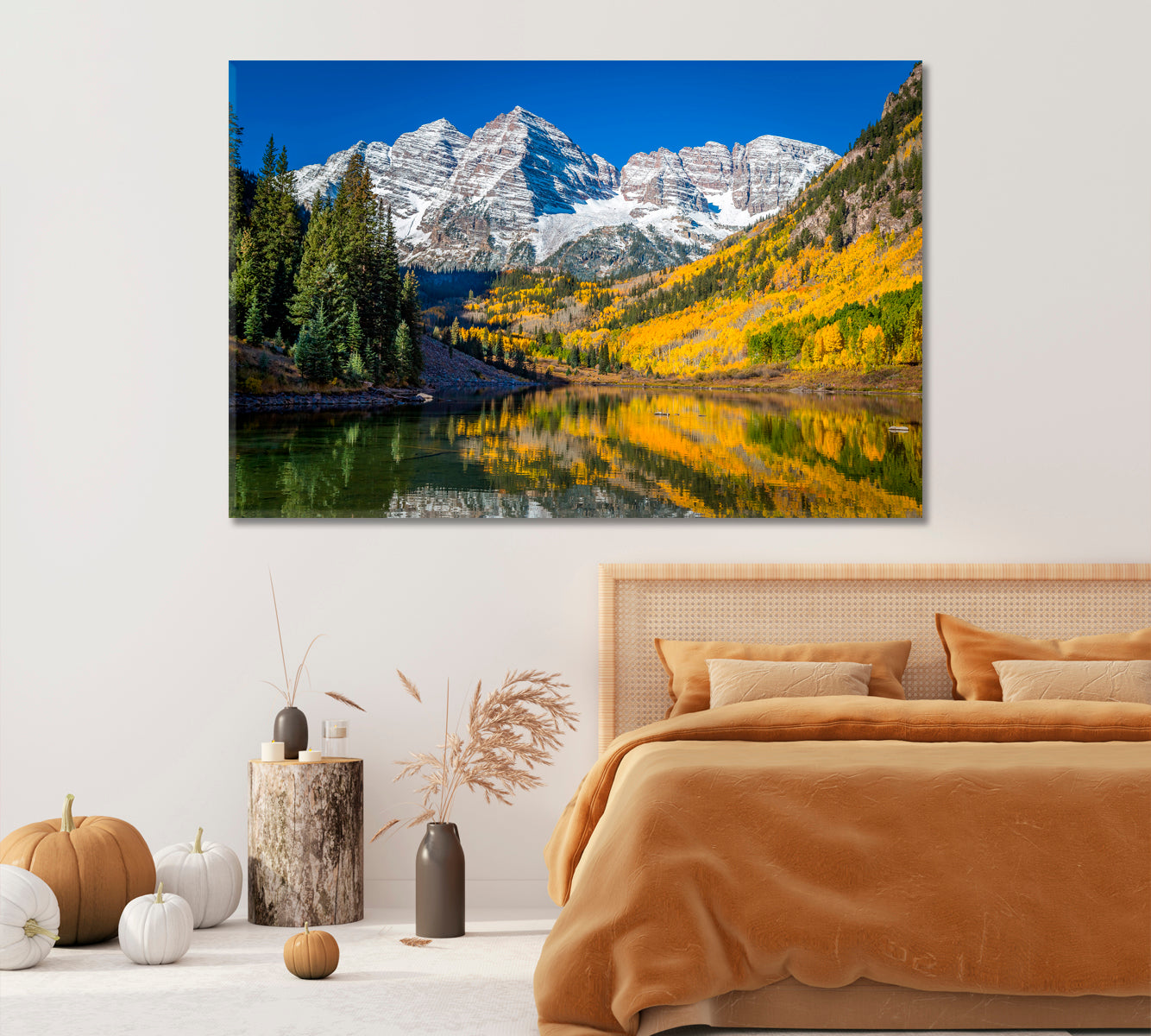 Maroon Bells Surrounded in Autumn Canvas Print-Canvas Print-CetArt-1 Panel-24x16 inches-CetArt