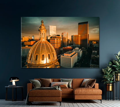 Sunrise over the Golden Building Colorado State Capitol USA Canvas Print-Canvas Print-CetArt-1 Panel-24x16 inches-CetArt