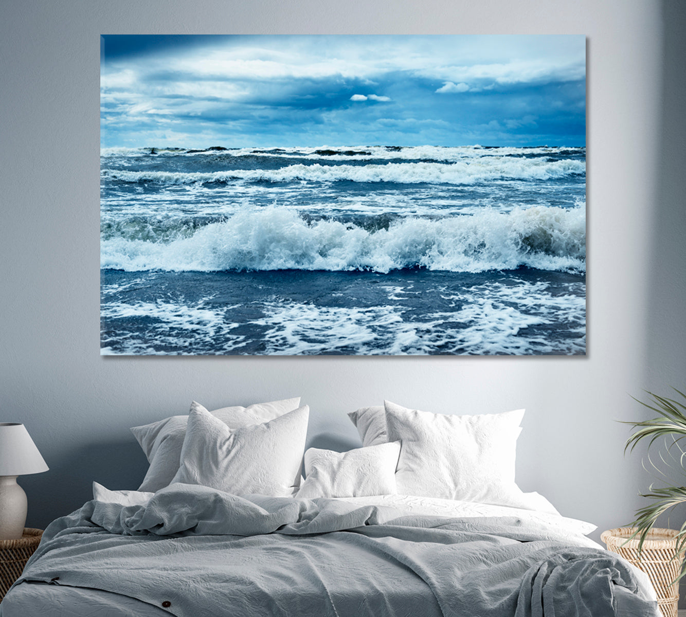 Sea Storm Under Dramatic Sunset Canvas Print-Canvas Print-CetArt-1 Panel-24x16 inches-CetArt