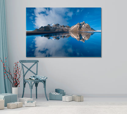 Vestrahorn Mountain Reflection Stokksnes Peninsula Iceland Canvas Print-Canvas Print-CetArt-1 Panel-24x16 inches-CetArt