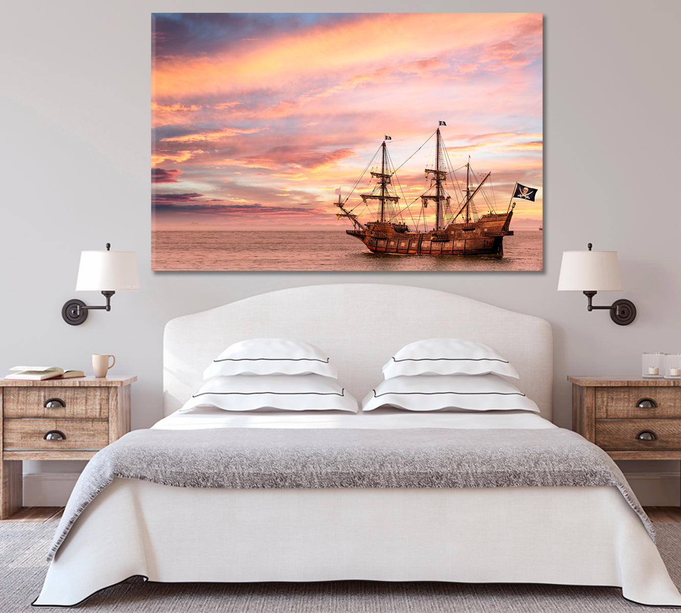 Vintage Pirate Ship Canvas Print-Canvas Print-CetArt-1 Panel-24x16 inches-CetArt