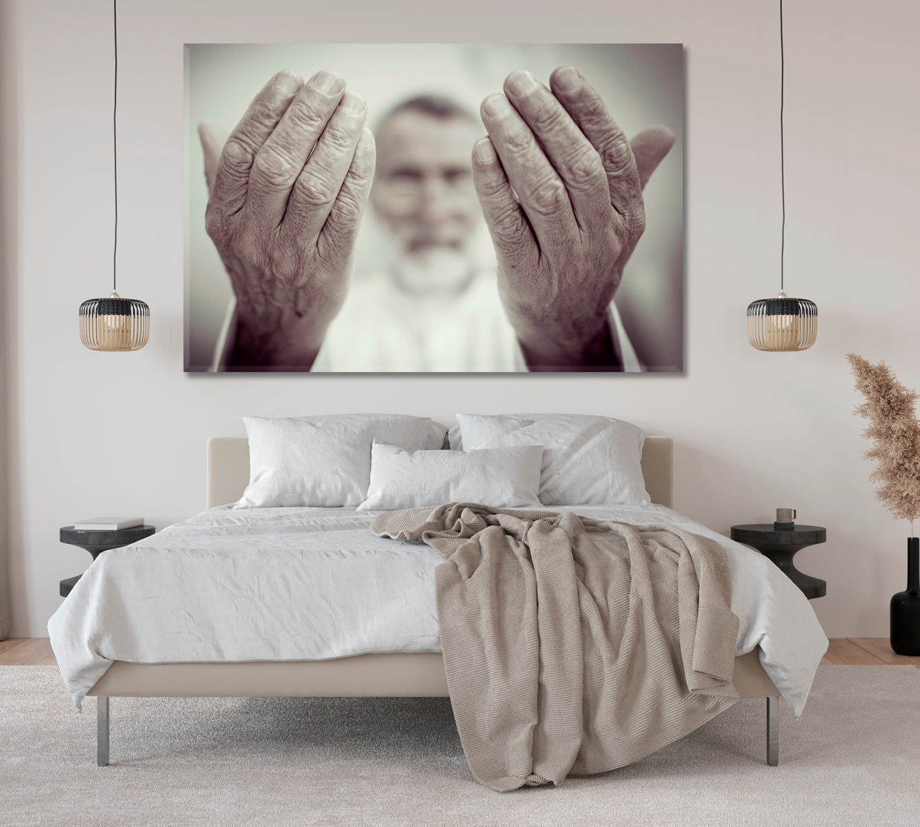 Muslim Old Man Praying Canvas Print-Canvas Print-CetArt-1 Panel-24x16 inches-CetArt