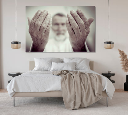 Muslim Old Man Praying Canvas Print-Canvas Print-CetArt-1 Panel-24x16 inches-CetArt