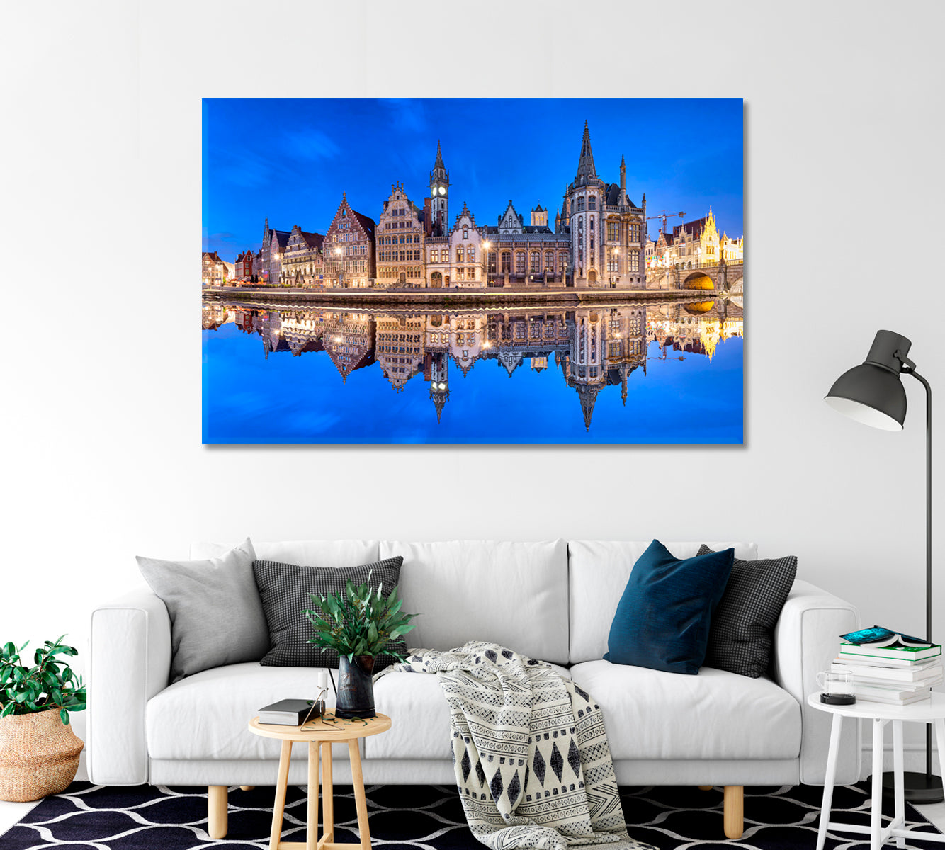 Ghent Reflecting in Water Flanders Belgium Canvas Print-Canvas Print-CetArt-1 Panel-24x16 inches-CetArt