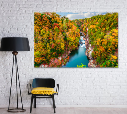 Autumn Landscape with Tallulah Falls Georgia USA Canvas Print-Canvas Print-CetArt-1 Panel-24x16 inches-CetArt