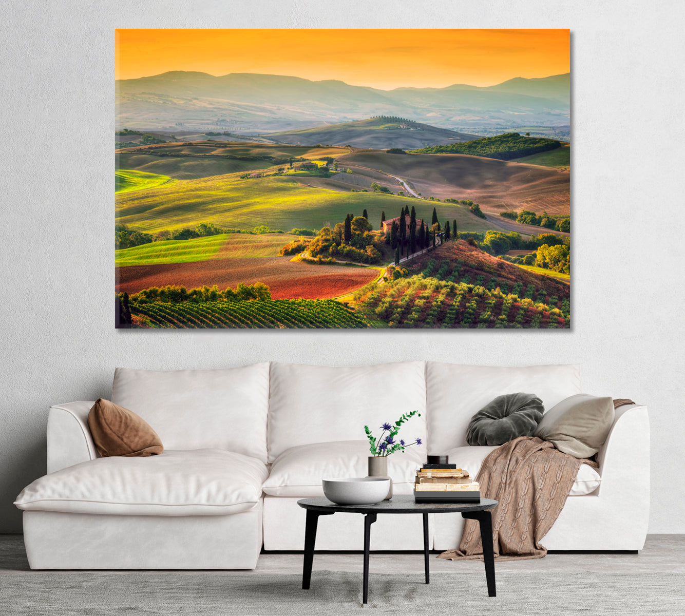 Tuscany Landscape at Sunrise Italy Canvas Print-Canvas Print-CetArt-1 Panel-24x16 inches-CetArt