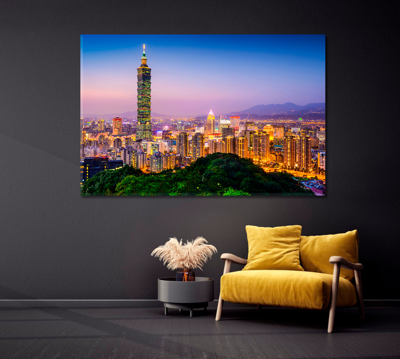 Taipei City at Dusk Taiwan Canvas Print-Canvas Print-CetArt-1 Panel-24x16 inches-CetArt