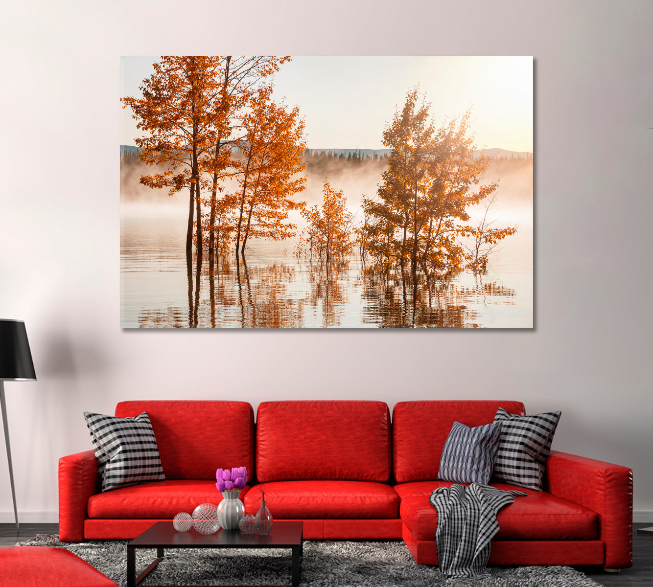 Beautiful Lake in Autumn Canvas Print-Canvas Print-CetArt-1 Panel-24x16 inches-CetArt