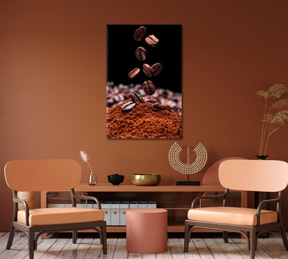 Coffee Beans Falling Canvas Print-Canvas Print-CetArt-1 panel-16x24 inches-CetArt