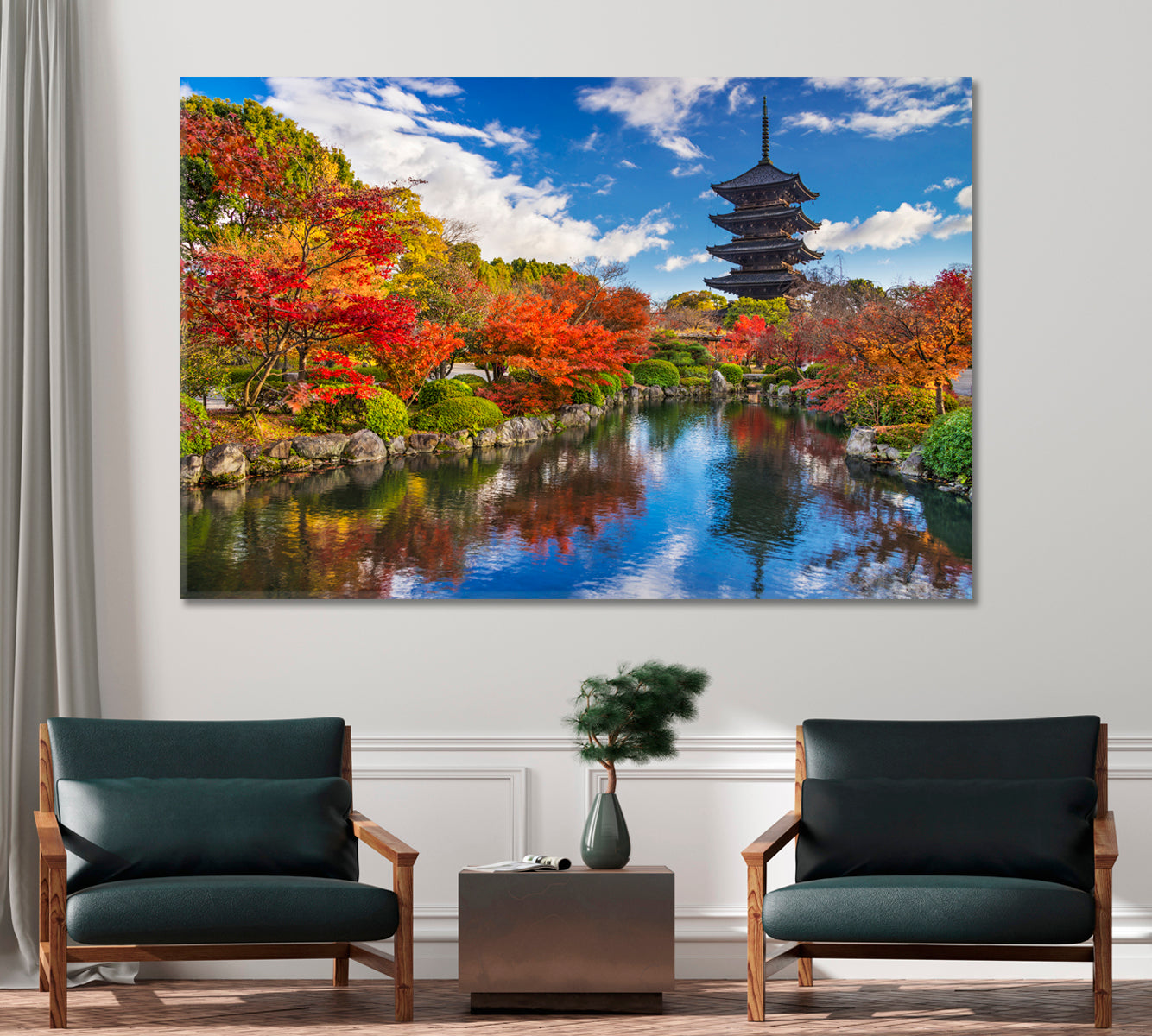 Toji Pagoda in Autumn Kyoto Japan Canvas Print-Canvas Print-CetArt-1 Panel-24x16 inches-CetArt