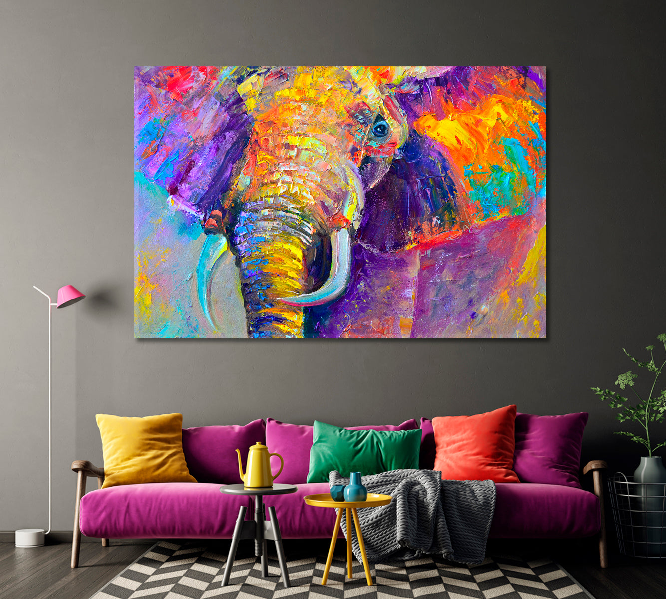 Abstract Colorful Elephant Canvas Print-Canvas Print-CetArt-1 Panel-24x16 inches-CetArt