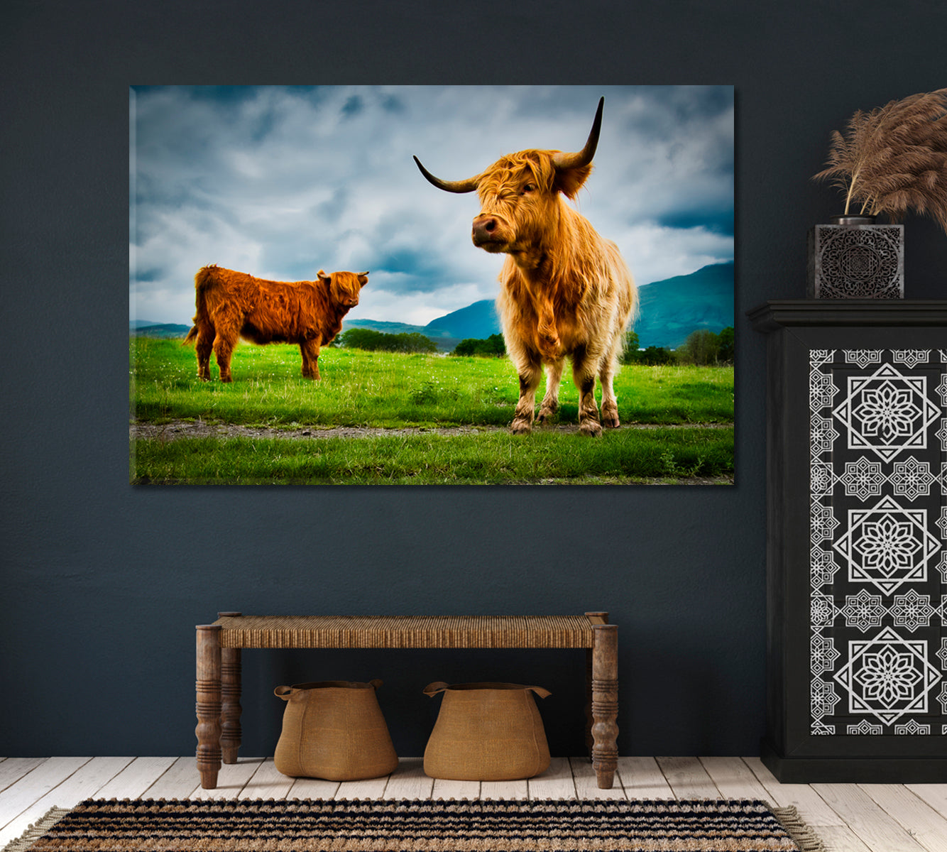 Highland Cows Canvas Print-Canvas Print-CetArt-1 Panel-24x16 inches-CetArt