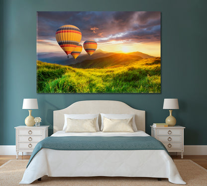 Air Balloons above Mountains Canvas Print-Canvas Print-CetArt-1 Panel-24x16 inches-CetArt