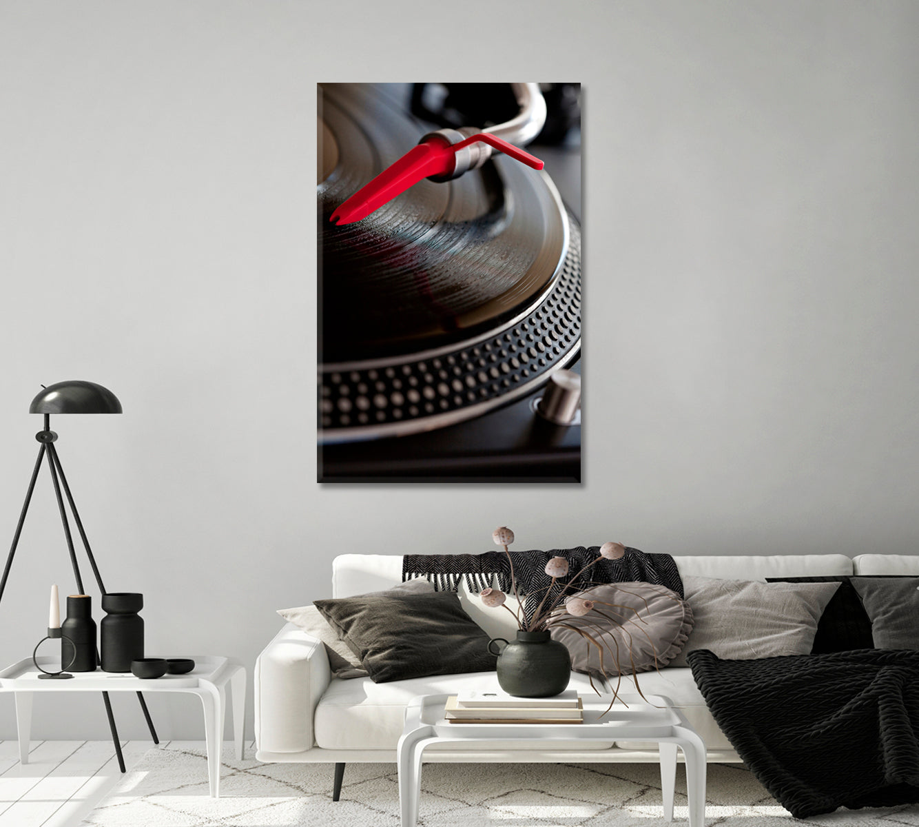 Record Player with Red Needle Canvas Print-Canvas Print-CetArt-1 panel-16x24 inches-CetArt