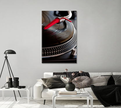 Record Player with Red Needle Canvas Print-Canvas Print-CetArt-1 panel-16x24 inches-CetArt