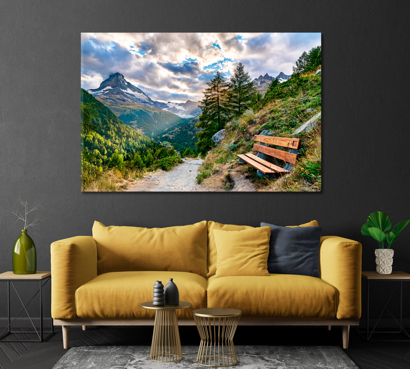 View of Matterhorn Mountain Swiss Alps Canvas Print-Canvas Print-CetArt-1 Panel-24x16 inches-CetArt