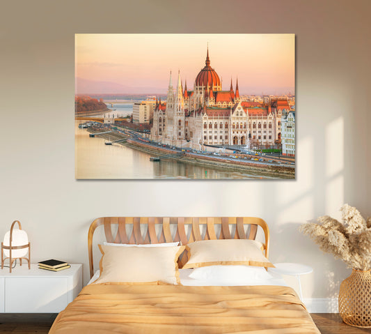 Budapest Parliament Building at Sunrise Hungary Canvas Print-Canvas Print-CetArt-1 Panel-24x16 inches-CetArt