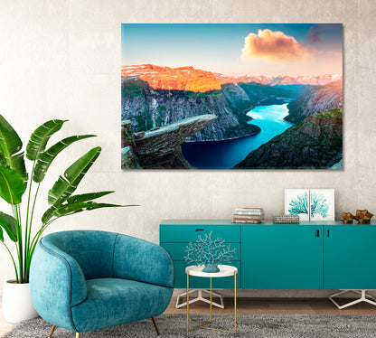 Picturesque Landscape With Trolltunga Rock Norway Canvas Print-Canvas Print-CetArt-1 Panel-24x16 inches-CetArt