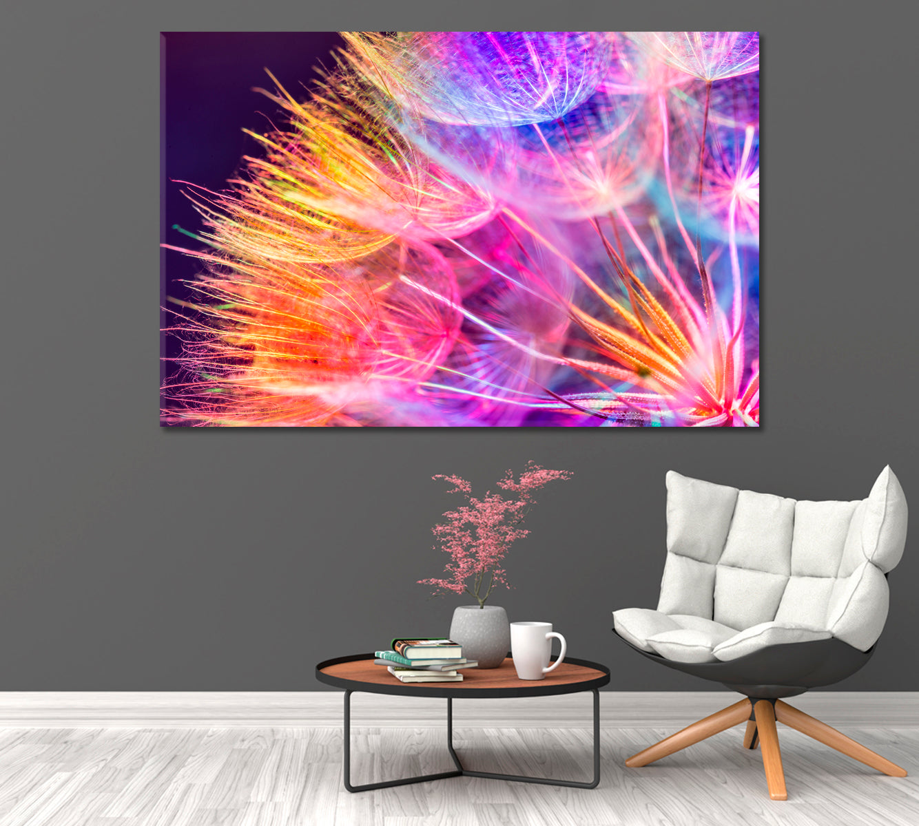 Vivid Abstract Dandelion Flower Canvas Print-Canvas Print-CetArt-1 Panel-24x16 inches-CetArt