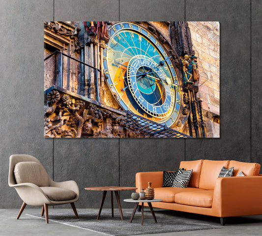 Prague Medieval Astronomical Clock Canvas Print-Canvas Print-CetArt-1 Panel-24x16 inches-CetArt