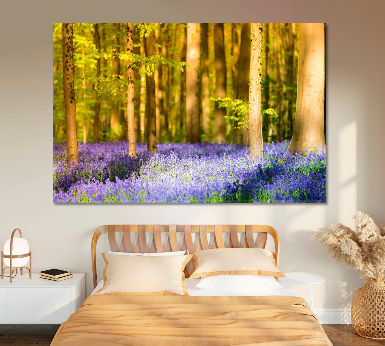 Hallerbos Beech Forest with Bluebells Flowers Canvas Print-Canvas Print-CetArt-1 Panel-24x16 inches-CetArt