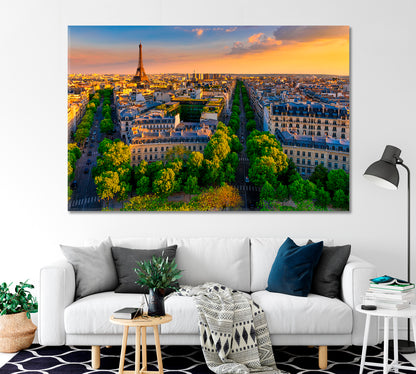 Panoramic View of Paris With the Eiffel Tower Canvas Print-Canvas Print-CetArt-1 Panel-24x16 inches-CetArt