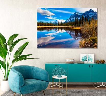 Rocky Mountains of Canada Reflected in Lake Canvas Print-Canvas Print-CetArt-1 Panel-24x16 inches-CetArt