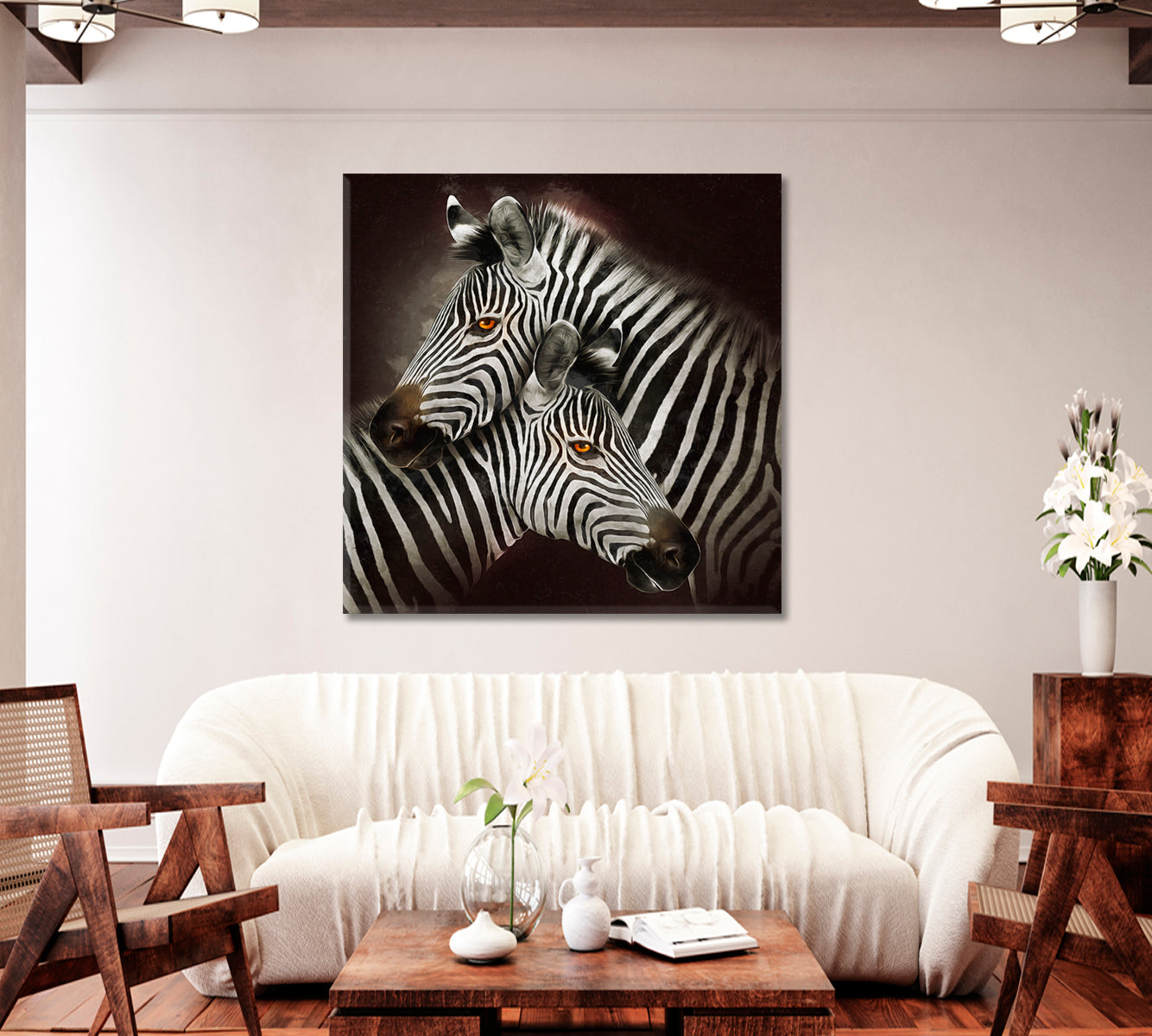 Modern Zebra Portrait Canvas Print-Canvas Print-CetArt-1 panel-12x12 inches-CetArt