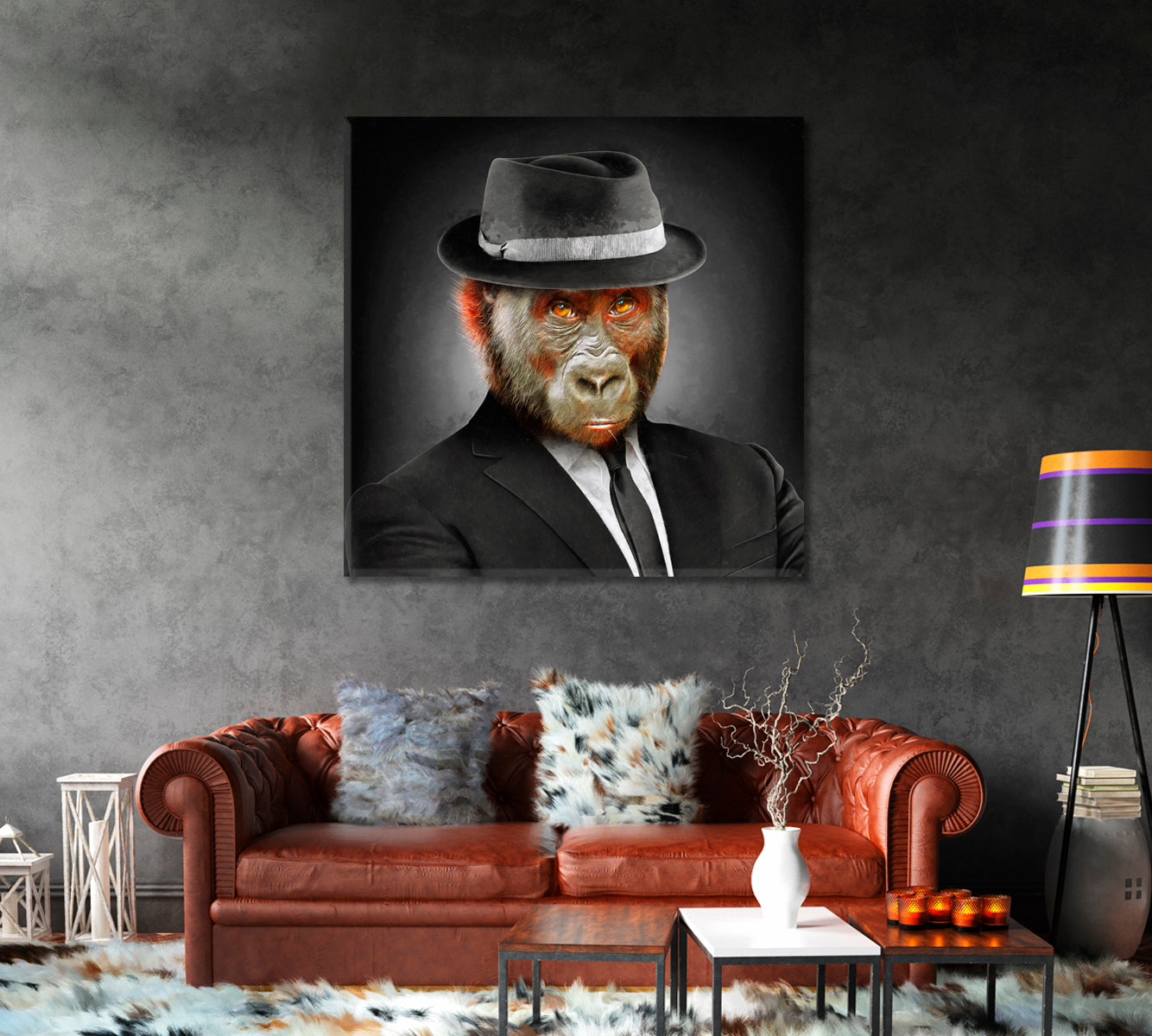 Monkey Businessman Canvas Print-Canvas Print-CetArt-1 panel-12x12 inches-CetArt