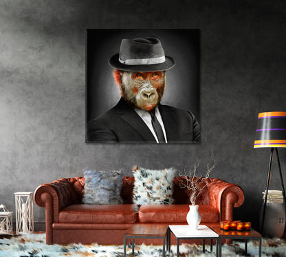 Monkey Businessman Canvas Print-Canvas Print-CetArt-1 panel-12x12 inches-CetArt