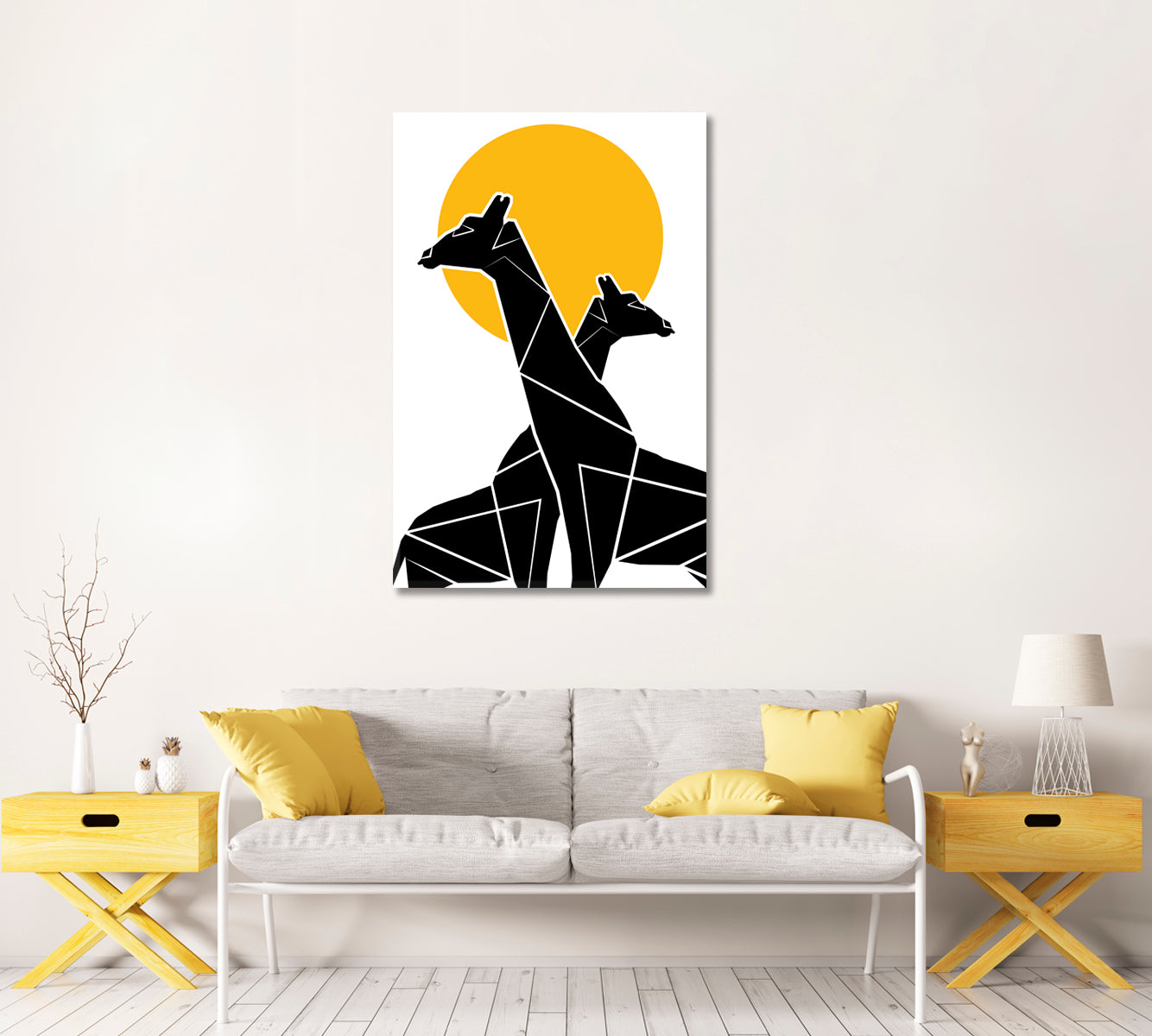 Minimalist Geometric Giraffes Canvas Print-Canvas Print-CetArt-1 panel-16x24 inches-CetArt