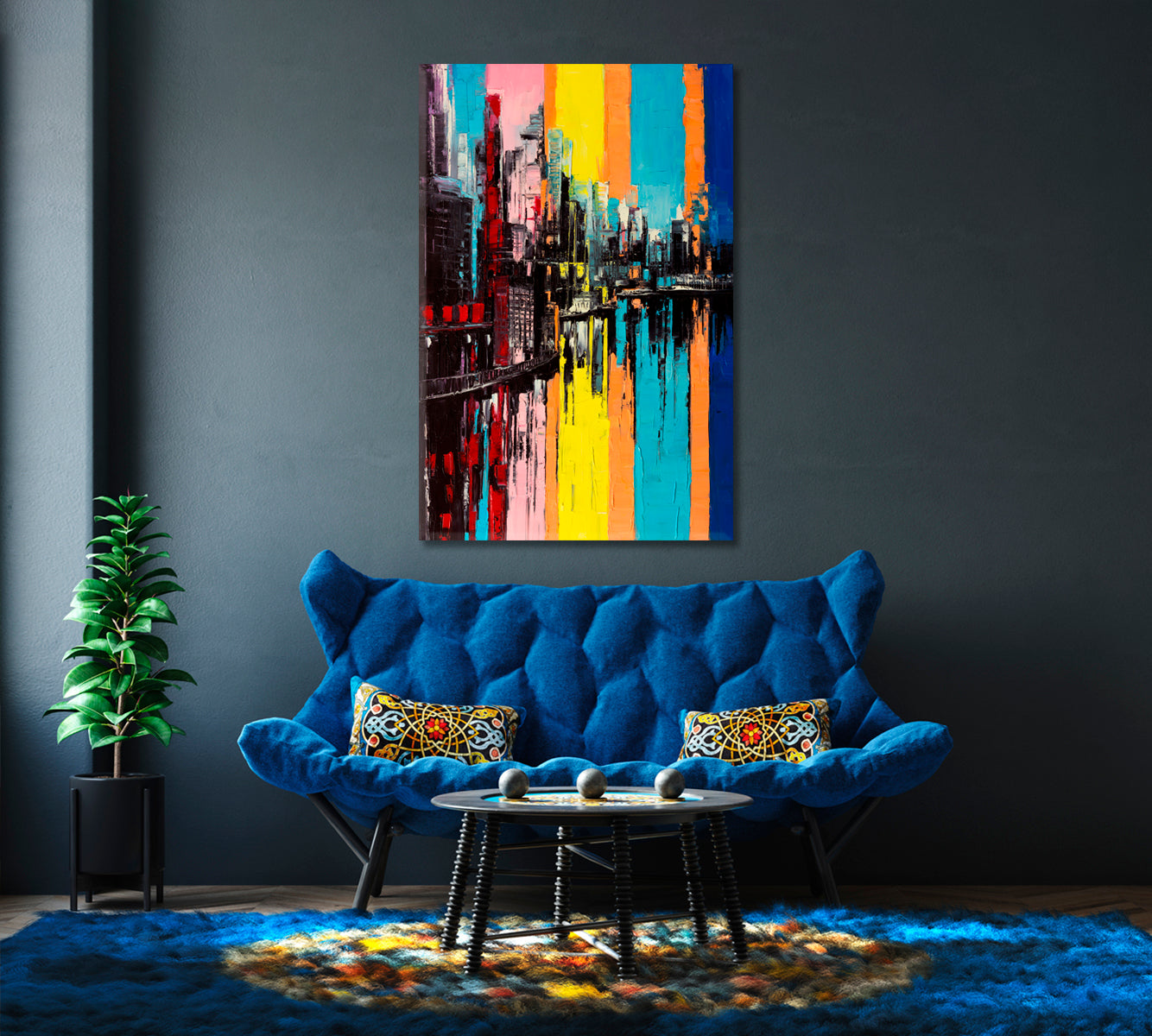 Abstract Colorful City Canvas Print-Canvas Print-CetArt-1 panel-16x24 inches-CetArt