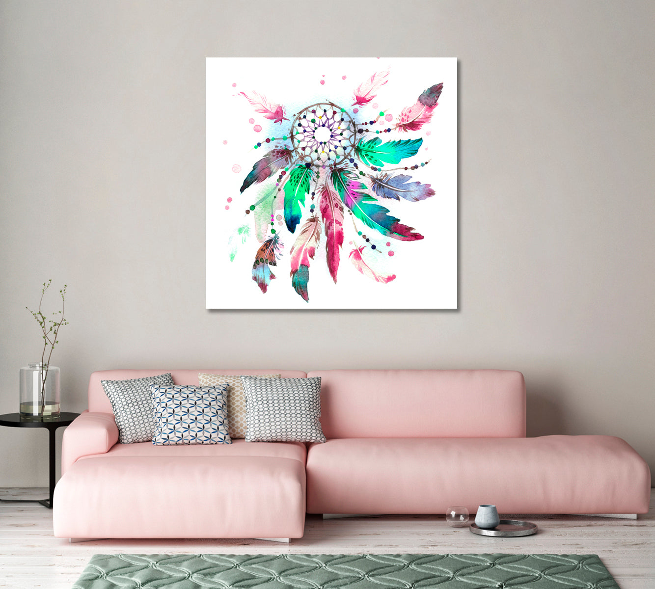 Watercolor Painting Dreamcatcher Canvas Print-Canvas Print-CetArt-1 panel-12x12 inches-CetArt