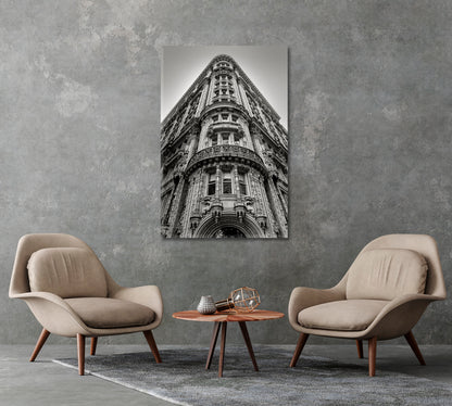 Black and White Manhattan Architecture New York Canvas Print-Canvas Print-CetArt-1 panel-16x24 inches-CetArt