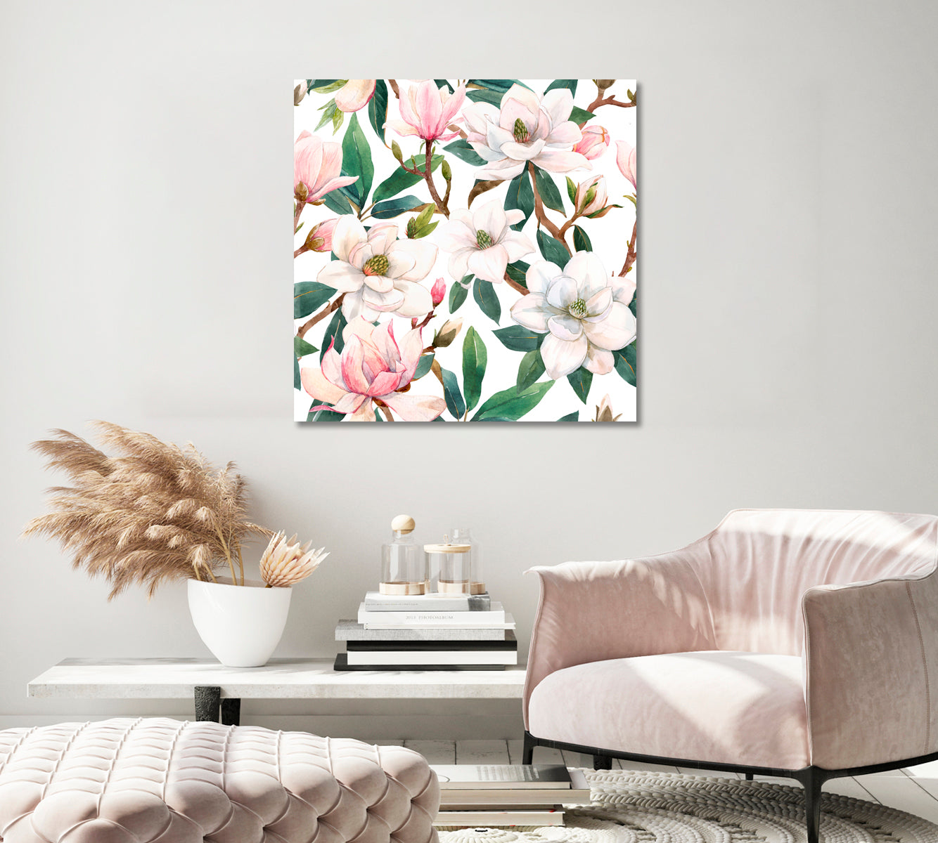 Beautiful Magnolia Flowers Canvas Print-Canvas Print-CetArt-1 panel-12x12 inches-CetArt