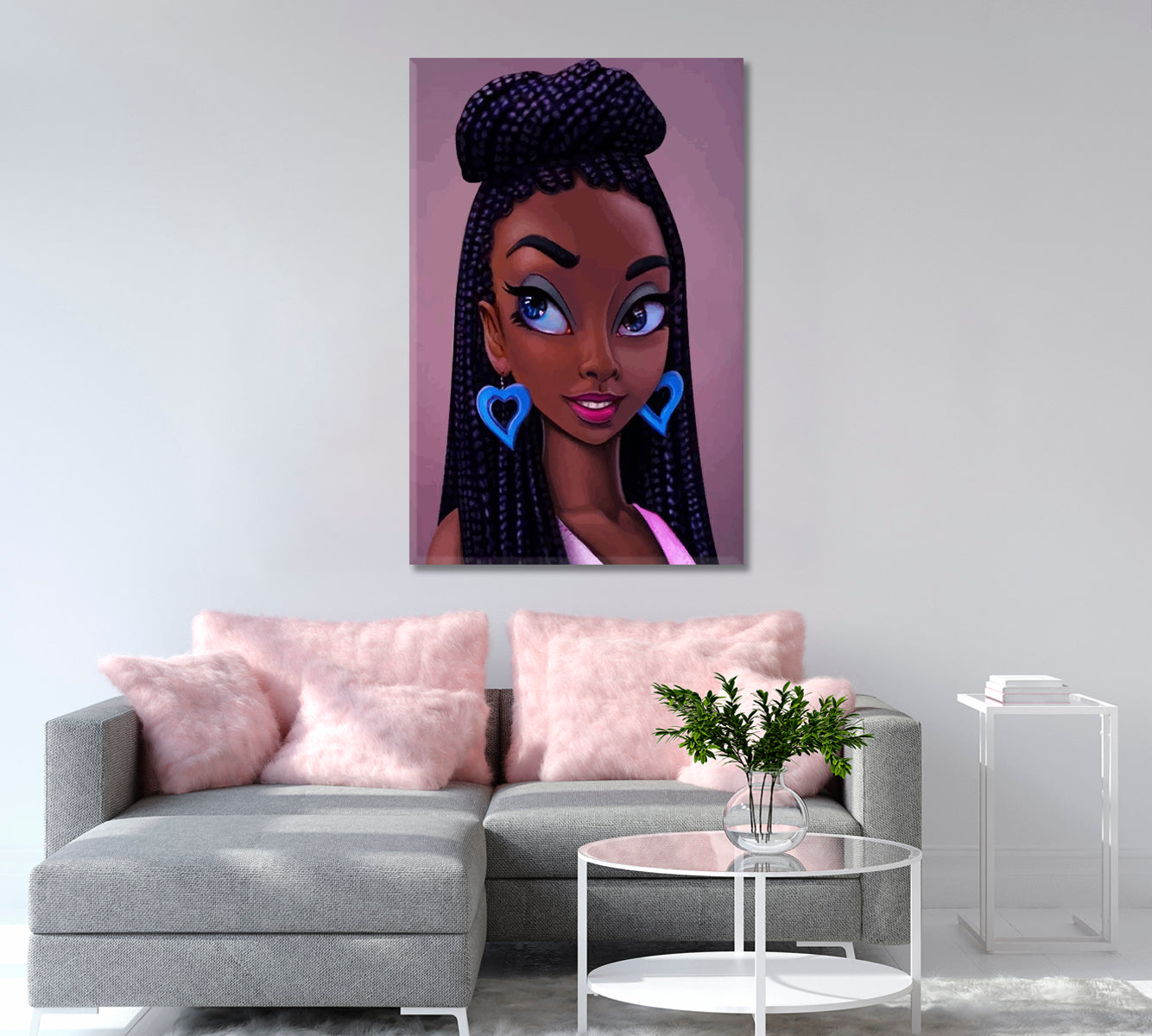 Colorful Portrait of Beautiful African Woman Canvas Print-Canvas Print-CetArt-1 panel-16x24 inches-CetArt