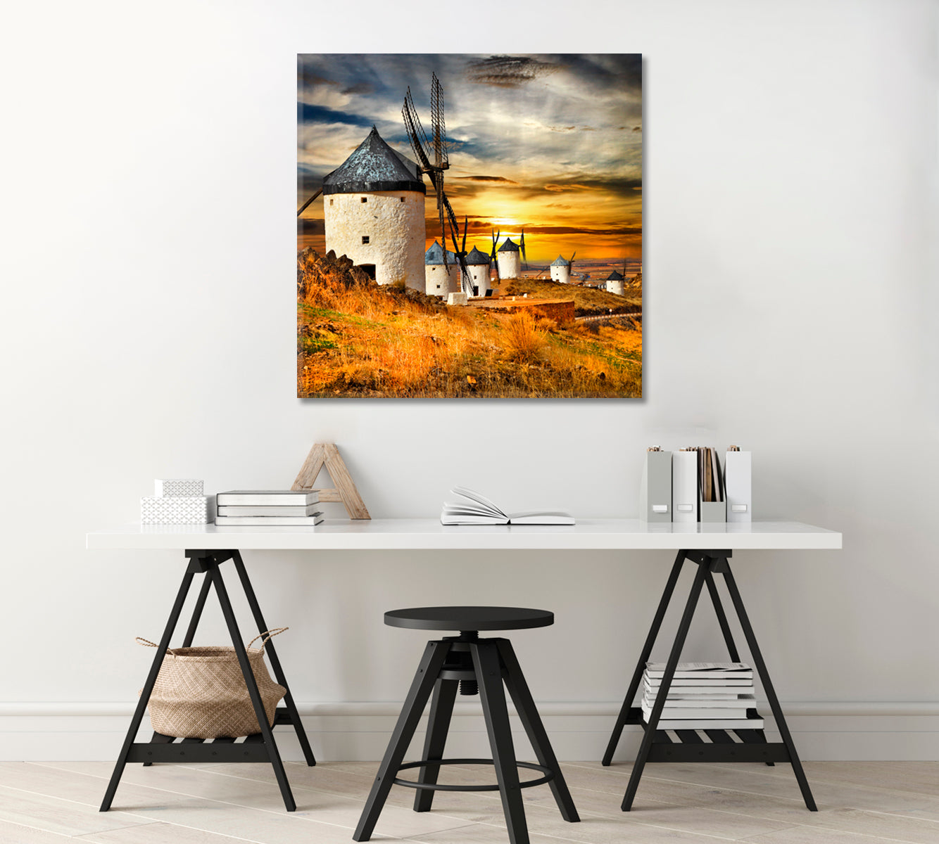 Windmills of Don Quixote Spain Canvas Print-Canvas Print-CetArt-1 panel-12x12 inches-CetArt