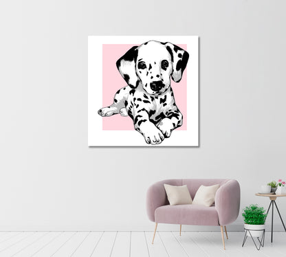 Cute Dalmatian Puppy Canvas Print-Canvas Print-CetArt-1 panel-12x12 inches-CetArt