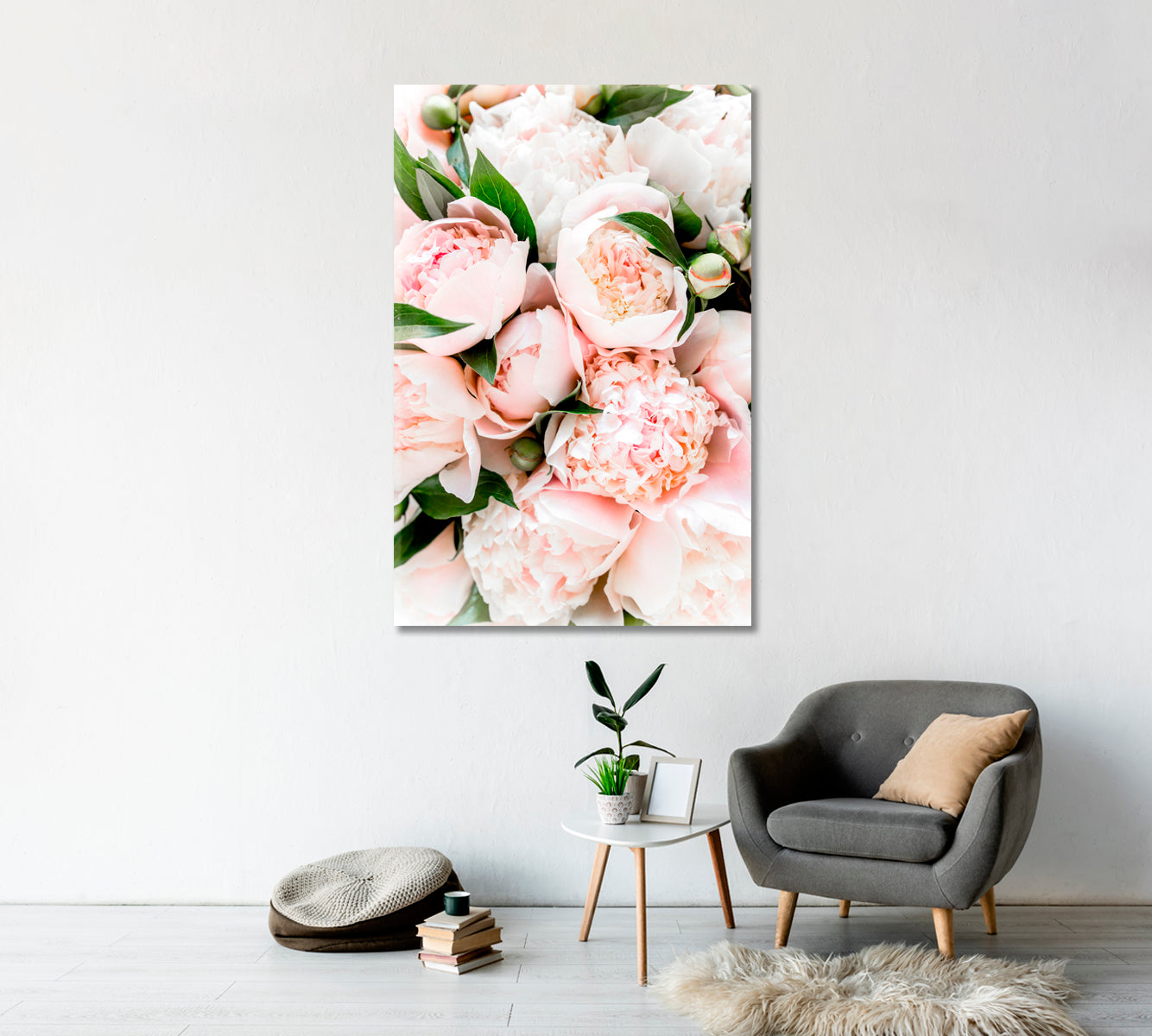 Bouquet Pink Peonies Canvas Print-Canvas Print-CetArt-1 panel-16x24 inches-CetArt