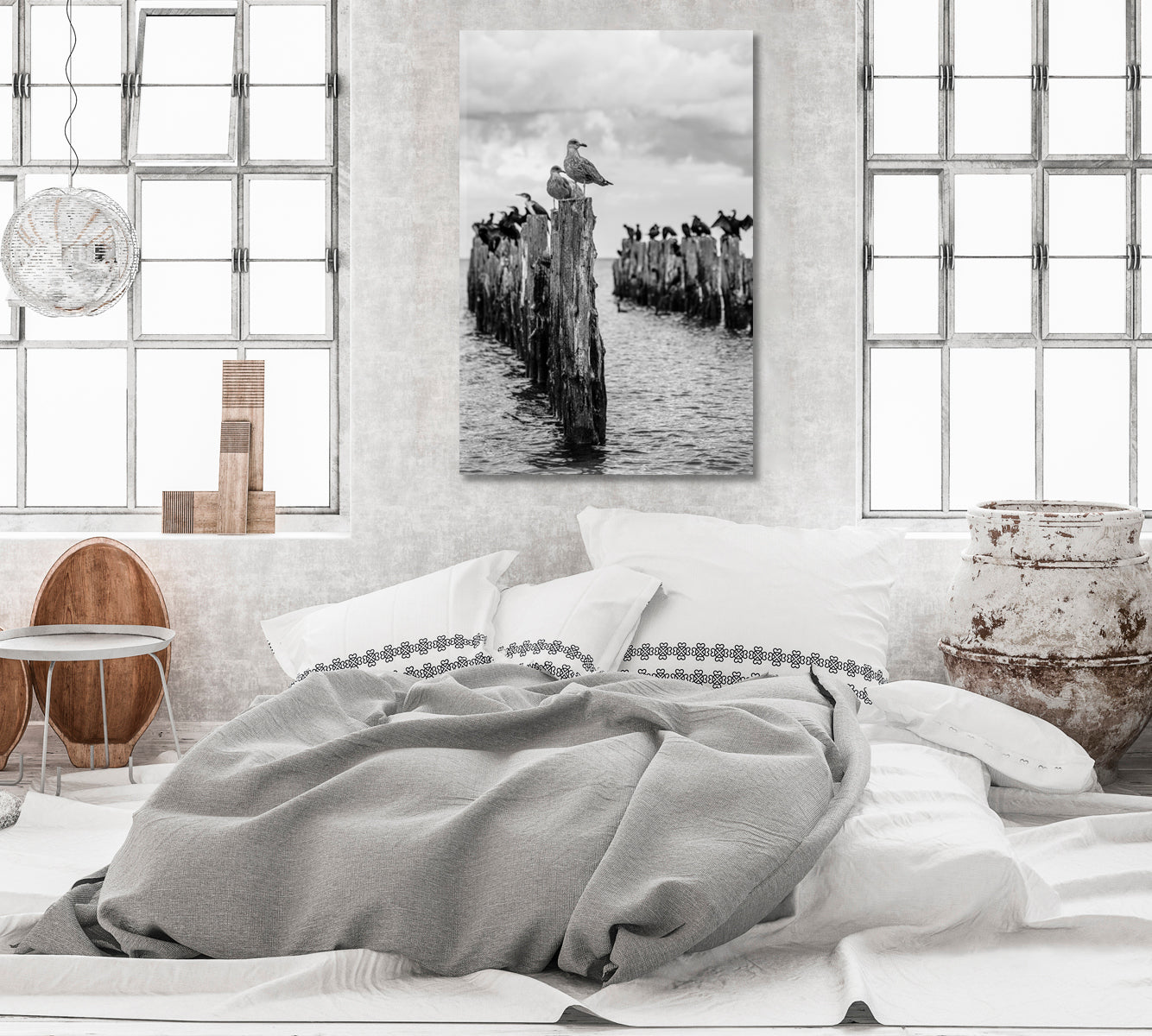 Seagull on Old Pier Canvas Print-Canvas Print-CetArt-1 panel-16x24 inches-CetArt